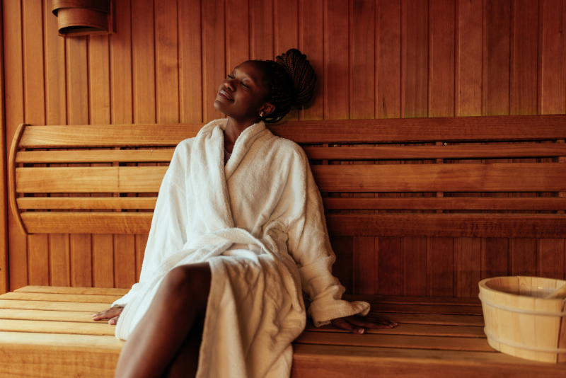 woman on sauna